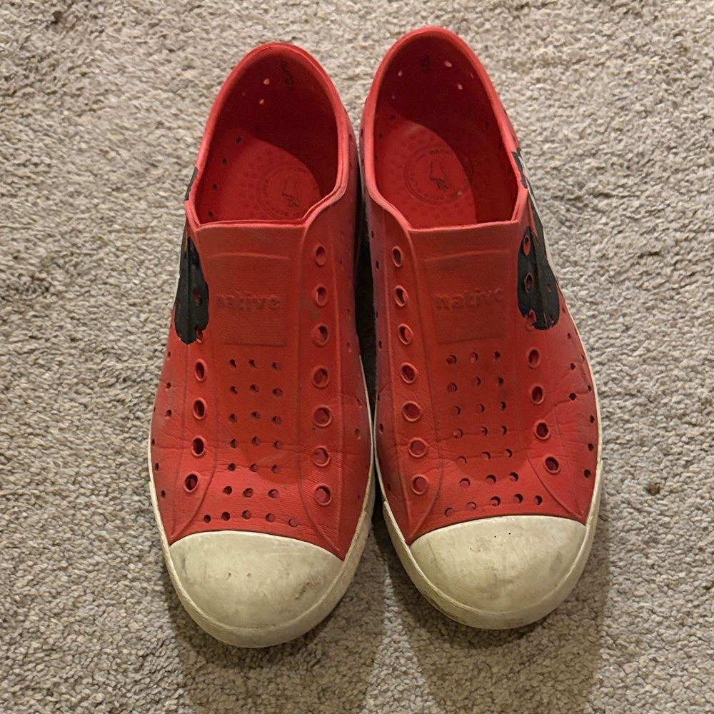 Native Kids Mickey Red Slip-On Water Shoes with White Toe